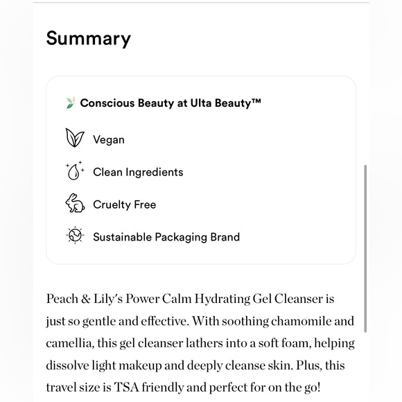 π Travel Size Peach & Lily Power Calm Hydrating Gel Cleanser 1.01 fl oz 30ml π - Picture 5 of 10
